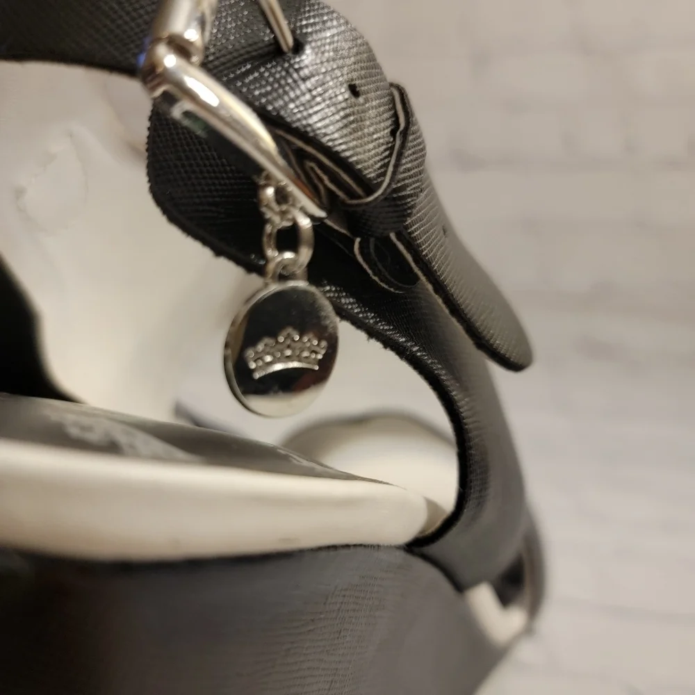 Juicy Couture Black and White Wedge Heeled Sandles Size 10